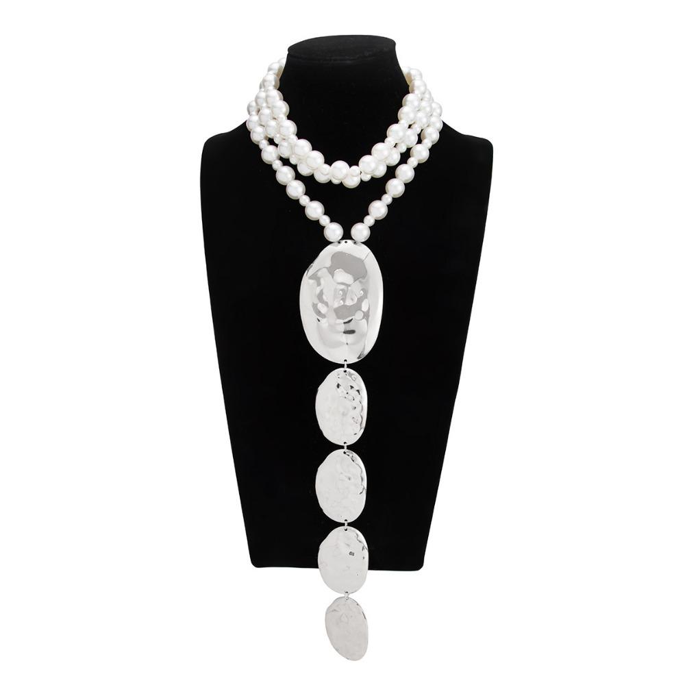 Fashion Imitate Pearl Beaded Choker Ethnic Charm Style Necklace  For Women серебряный