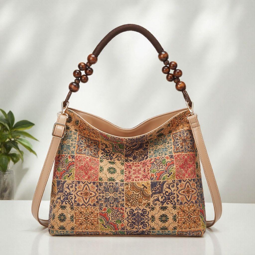 Multi-element Retro Ethnic Style Cork Handbag Shoulder Messenger Bag Bark Bag