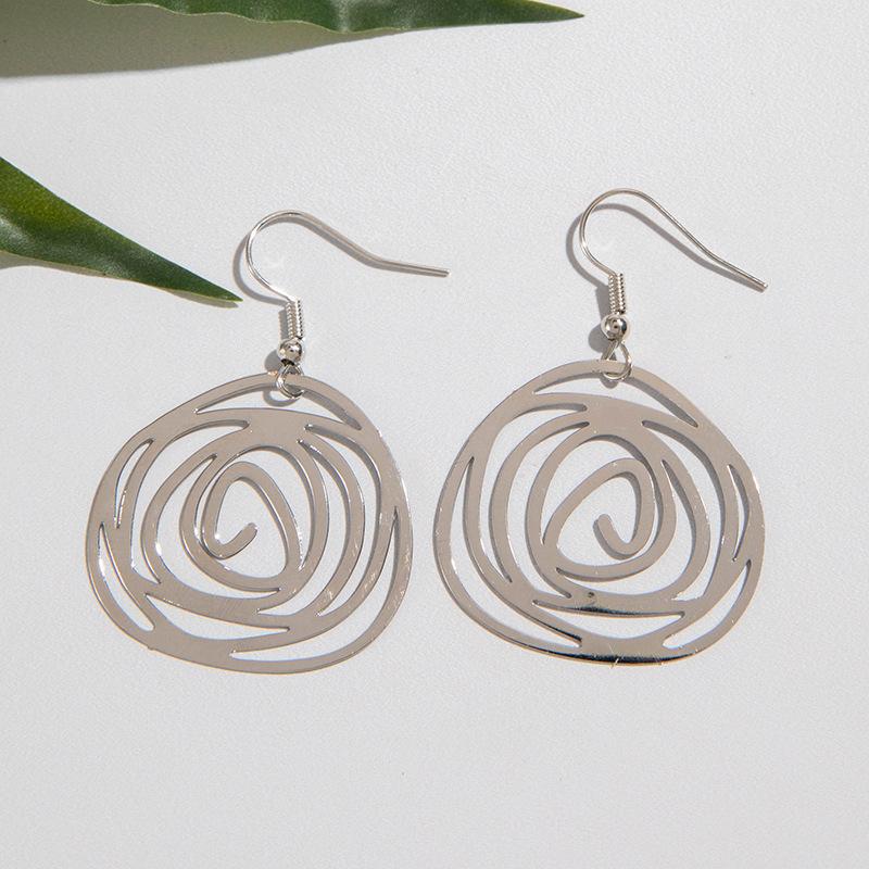 Vintage Goldfarbene Unregelmäßige Kreis-Hängeohrringe für Damen Punk Geometrische Wirbel-Ohrringe Hip Hop Mode Schmuck Geschenke