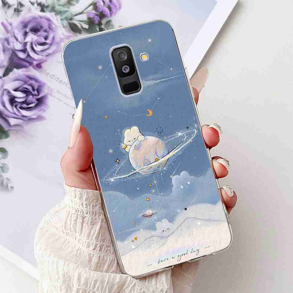 For Samsung Galaxy A6+ 2018 6.0" Case SM-A605FN Cartoon Cat Soft Silicone Cover For Samsung A6+ A6 Plus 2018 New Flower Bumper