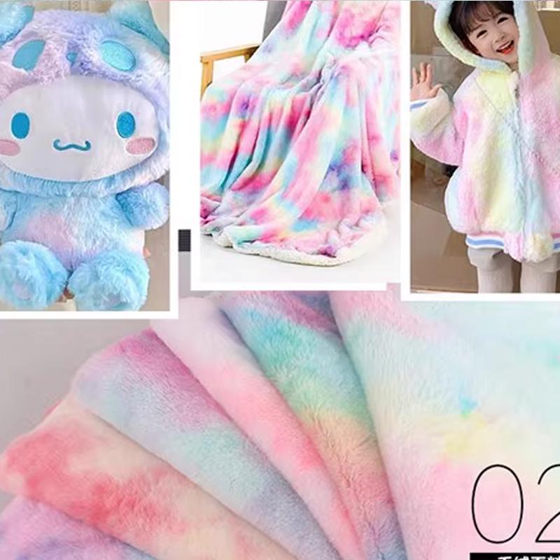 0,5/1/2 Yard Tie Dye Imitace Králičí Plyšová Látka Látka z Umělé Kožešiny na Šití Zimních Kabátů Šálů Dek Deky Oblečení pro DIY