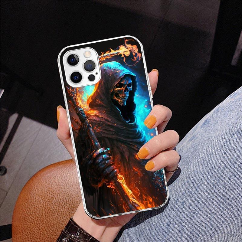 Reaper Skull Skeleton Gun Phone Case For iPhone 17 Air 16 Pro Max 16E 15 + 14 Plus 11 12 13 Mini 7 8 SE Gift Print Cover Fundas