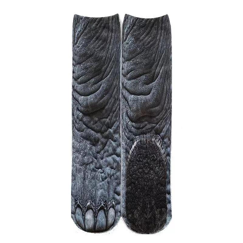 3D Animal Paw Mid-Calf Socks - Cartoon Print, Fun Hoof Design for Adults, Cat & Dog Styles