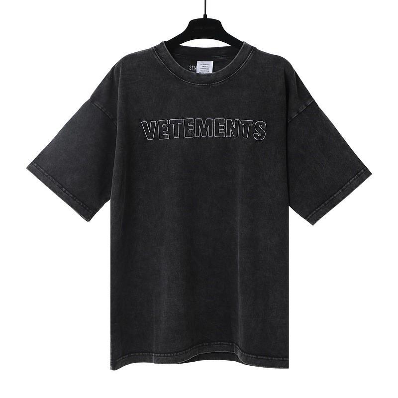 Unisex Oversized Cotton T-Shirt With Bold Letter Print Vintage Washed Loose Fit Casual Tee