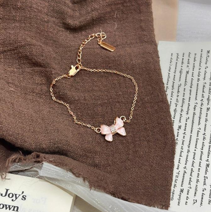 Xiaohongshu explosive Seiko micro-inlaid sweet bow necklace raw light luxury neck chain