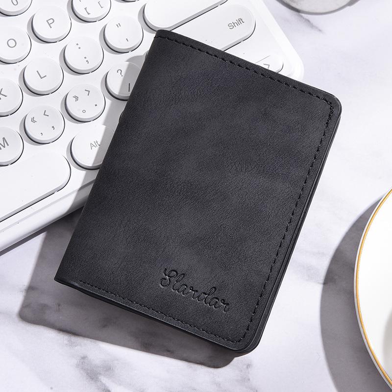 

Ультратонкий мужской кожаный держатель для карт и кошелек для водительского удостоверения чёрный