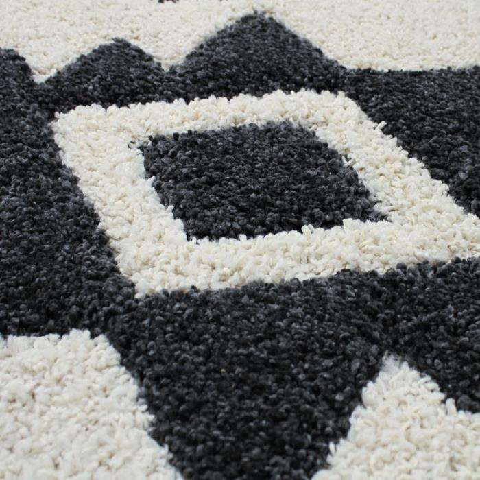 Tapis salon à reliefs triangles crème gris 160x230