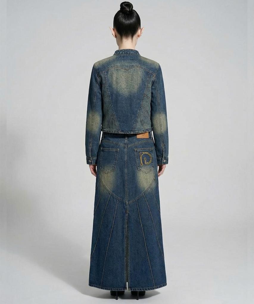 DILETTANTISME Piping Heart Denim Long Skirt