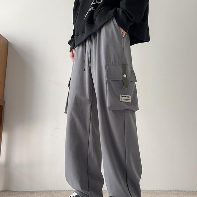 

Новый кашемировый комбинезон мужской осенне-зимний свободный прямой большого размера плюс удобрение для увеличения многокарманные повседневные брюки. M