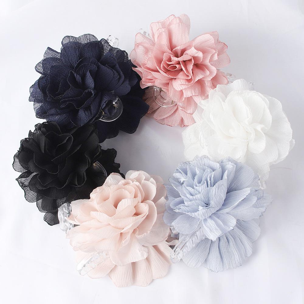Fabric Big Flower Hair Claw Clips Women Girls Soft Chiffon Flowers Ponytail Holder Hair Clamps Barrette Fashion Hair Accessories