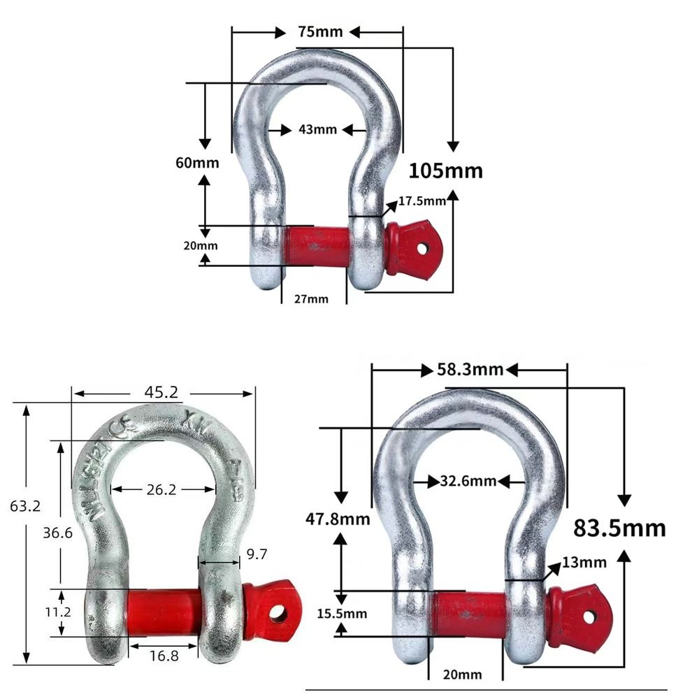 3Ton Working Load Shackle Hitch Receiver Heavy Duty Tow Shackles Rigging Applications