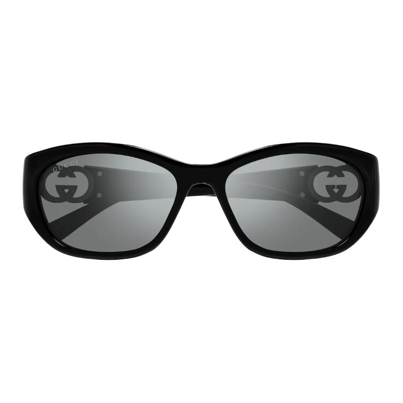 GUCCI Original Design Injection Oval Sunglasses Unisex Couple Black