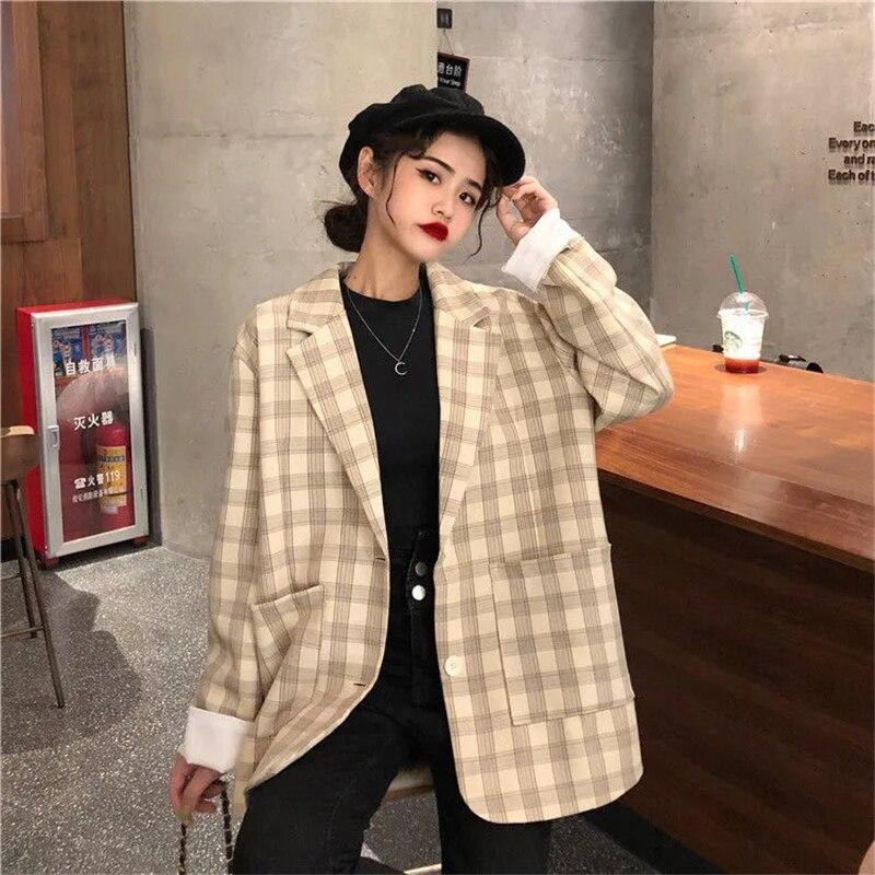 korean plaid blazer