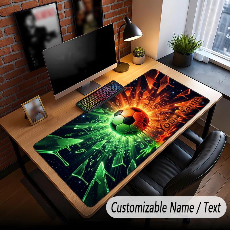 Soccer Theme Custom Mouse Pad Personalized With Name Text Customized Desk Mat For Office Home Decor