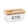 Transparent Glass Butter Dish with Lid & Spreader - Cheese Fresh-Keeping Box for Home Use