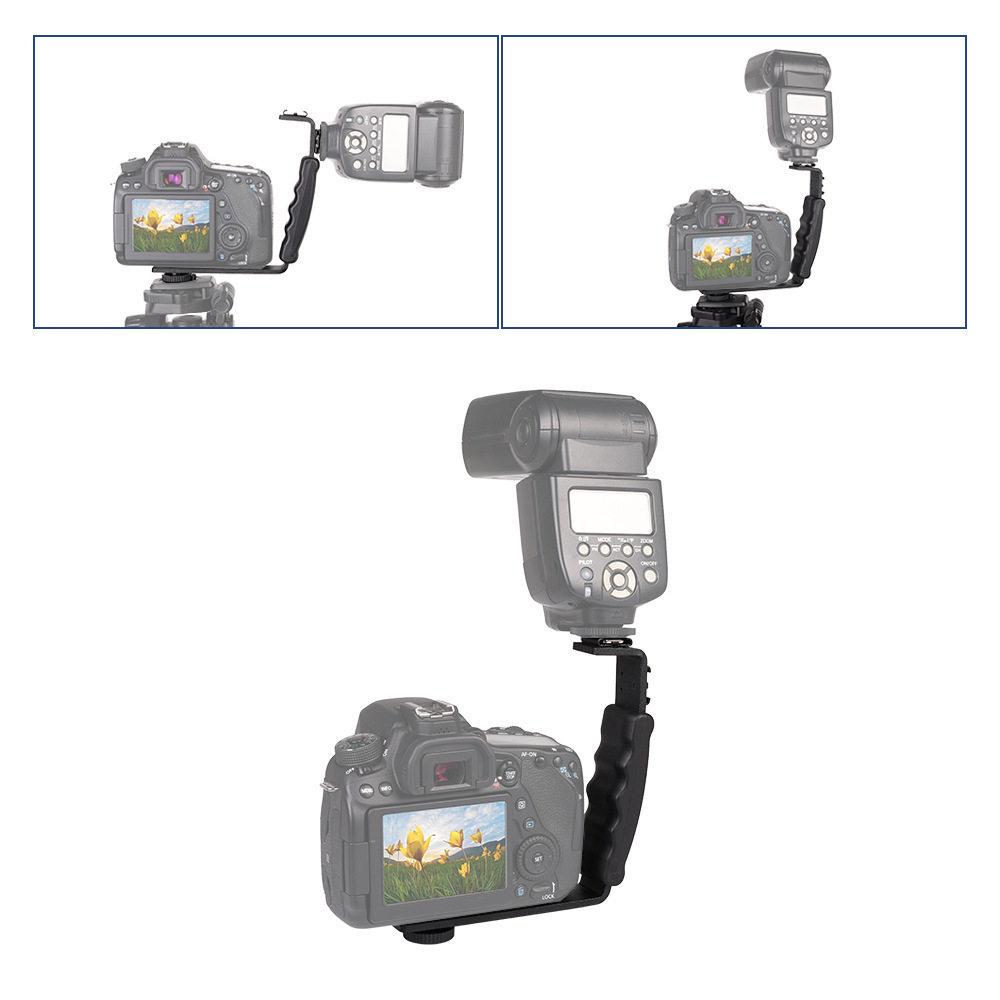 Διπλή L-Σχήματος Βάση Κάμερας DSLR με Υποστήριξη Φλας και Φωτιστικού LED