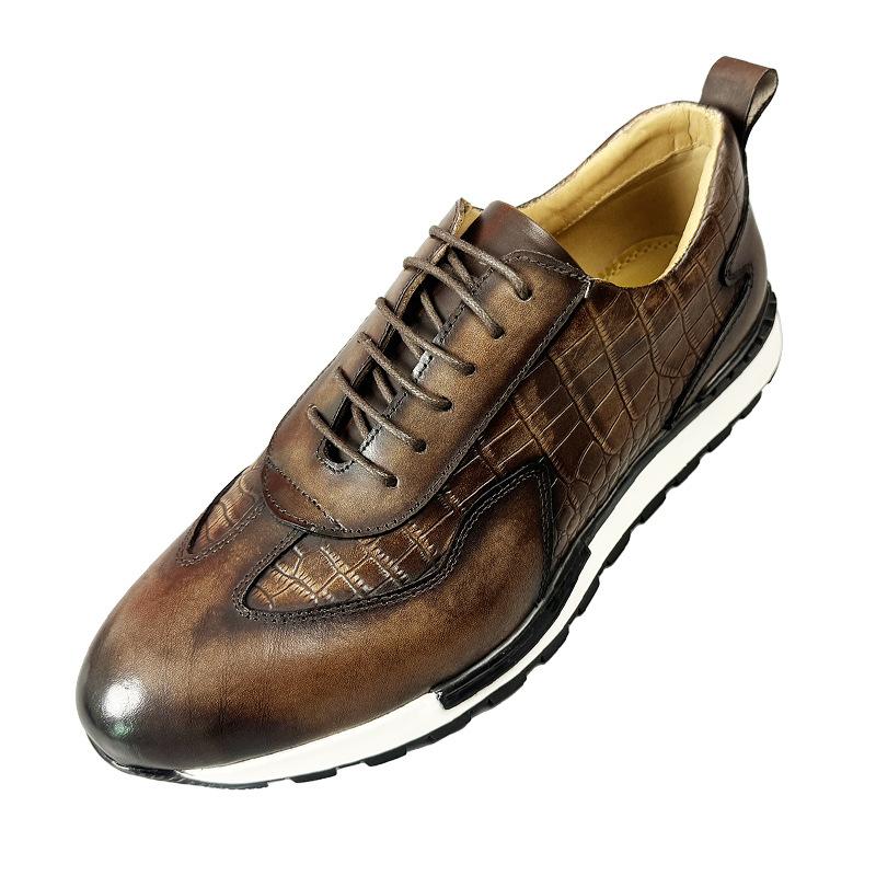 

Легкие винтажные кожаные туфли ручной работы с круглым носком в британском стиле для спорта и отдыха, кожаные туфли из натуральной кожи, мужская обувь на шнуровке 46