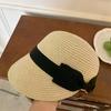 Damen Sommer Strohhut Französischer Flacher Hut Vintage Schleife Sonnenschirm Mütze Für Draußen Reisen Strandurlaub Sonnenschutz Kopfbedeckung