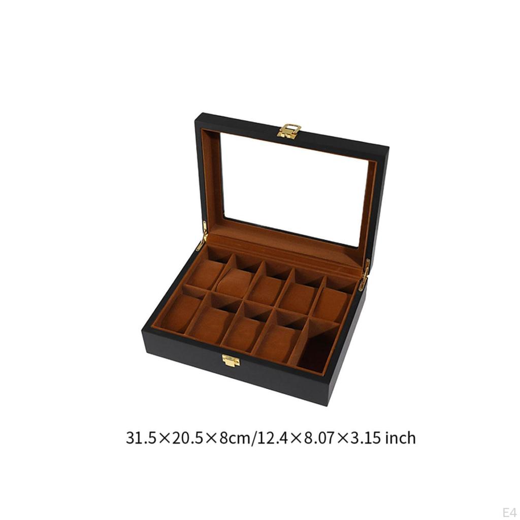 Men Watch Organizer ,Storage Showcase, Wooden Wood Box Tray Display Case for Travel Bracelet Rings
