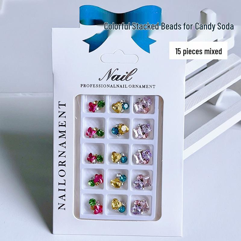 3D Candy Soda Stacking Drill Rhinestone Nail Art Accessories - Rectangle, Heart, Butterfly Designs