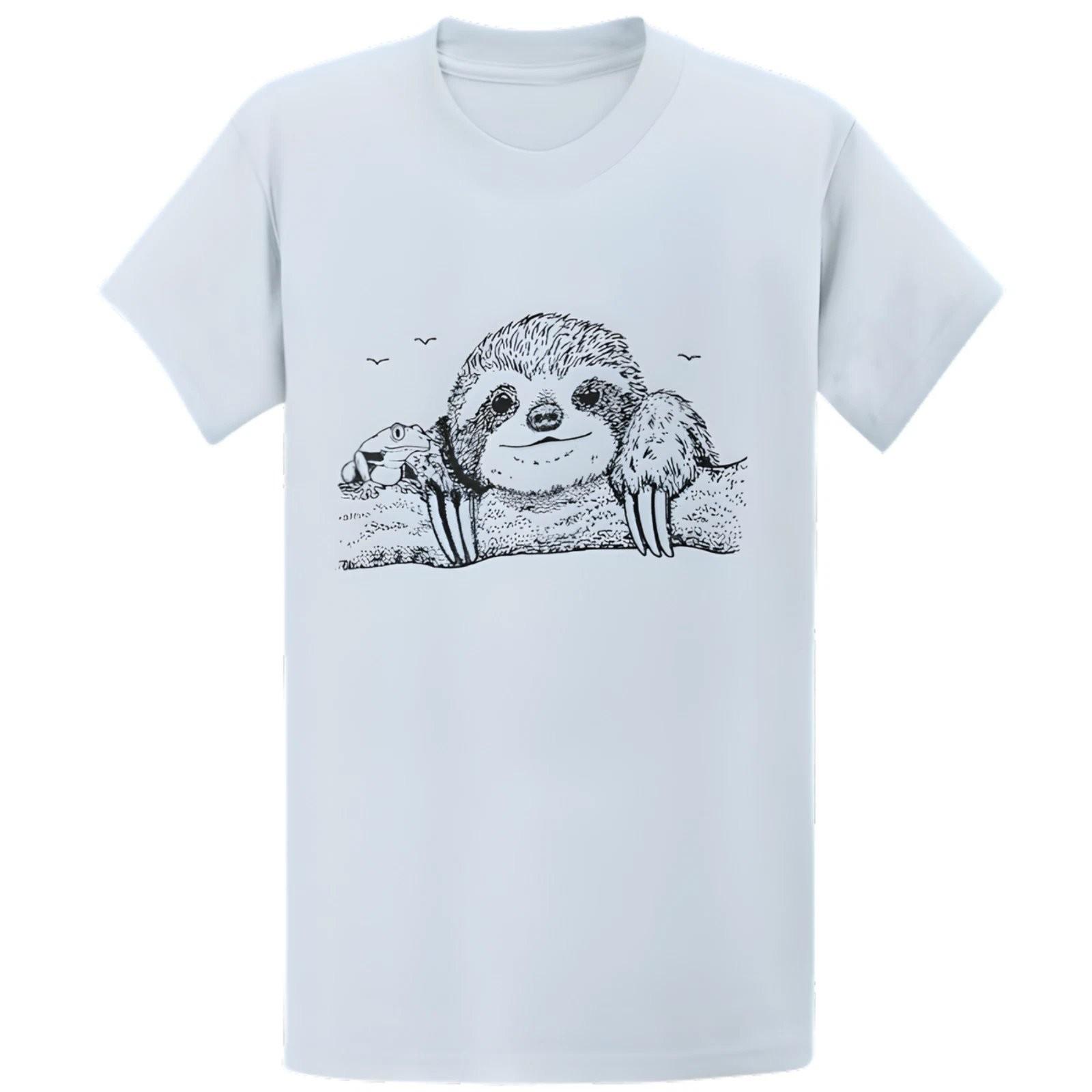 Gildan 5000 Sloth Tree Frog T-Shirt Cute Nature Graphic Tee S