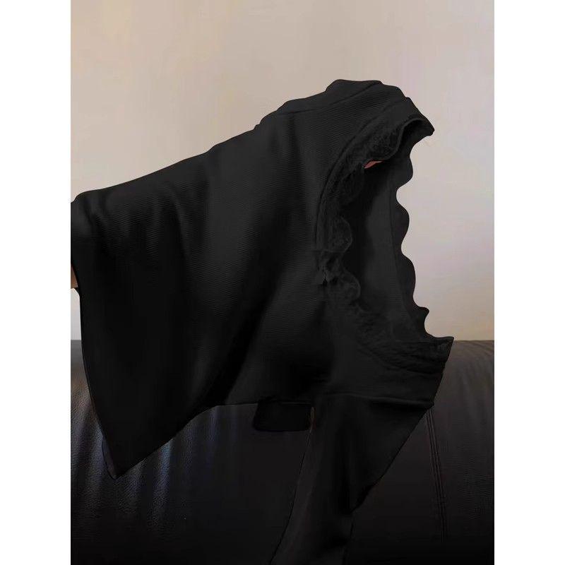 Elegant Lace Trim Long Sleeve Slim Fit Women's Top - Early Spring to Winter