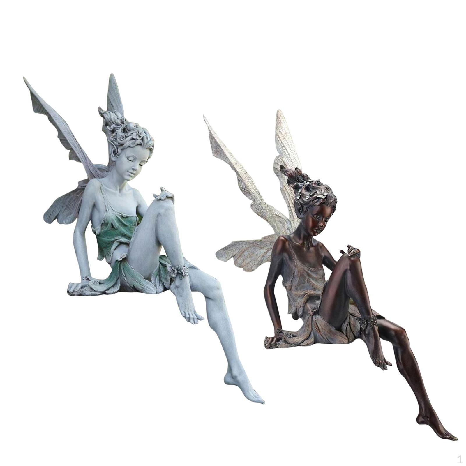 

2 шт. Садовая фигурка феи, украшение, статуэтка для фонтана, орнамент, декор для газона