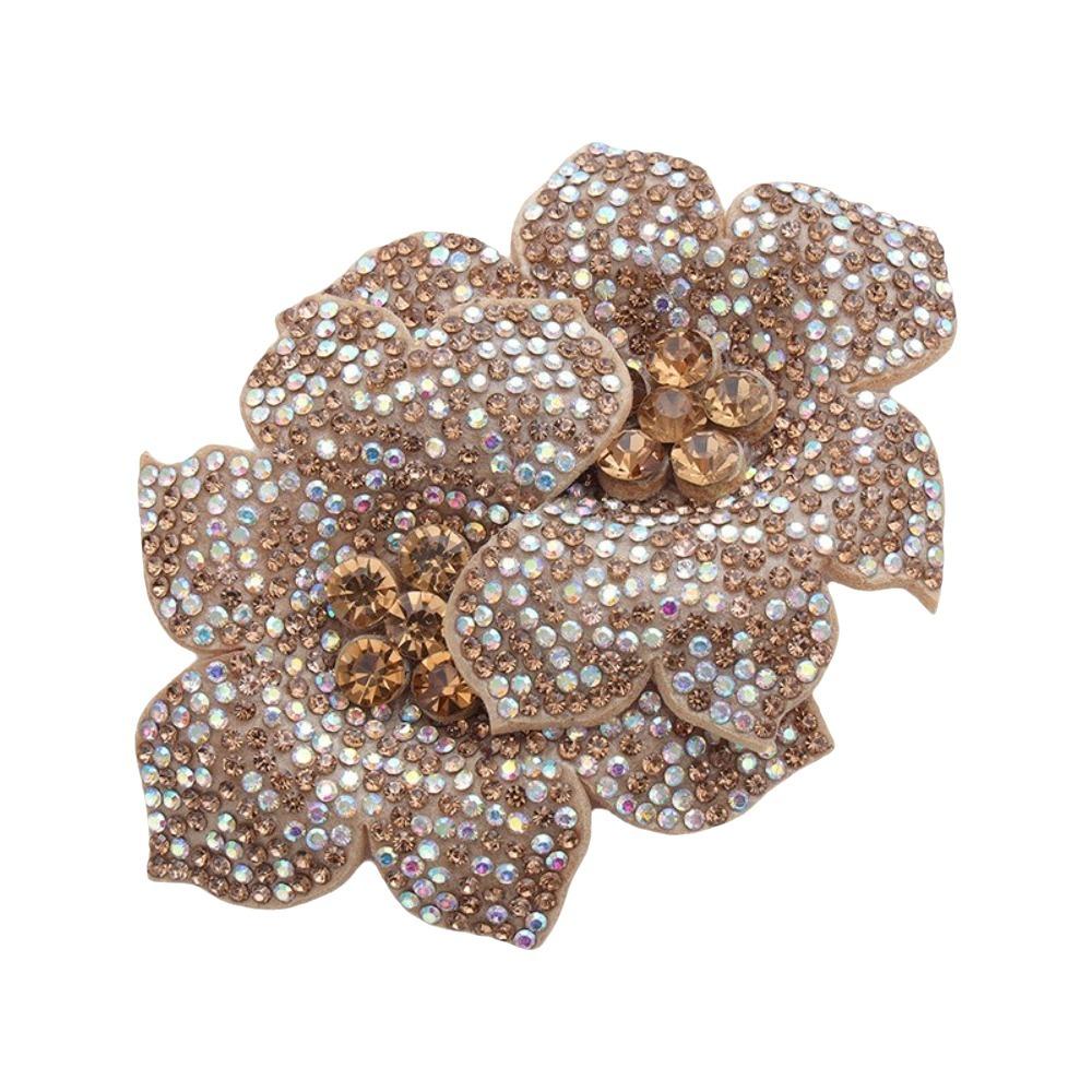 3D Rhinestone Flower Patches Sparkling DIY Craft Flower Brooch Fabrics Embellishment Jewelry Accessories