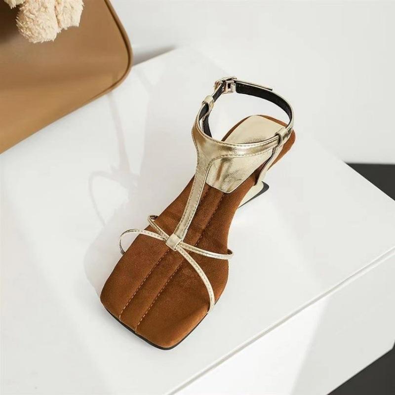 Wedge Heel Cross-strap Open-toed Sandals Women's Shoes 2025 Summer New Models Beautiful Temperament High Heels Silver Roman Shoes