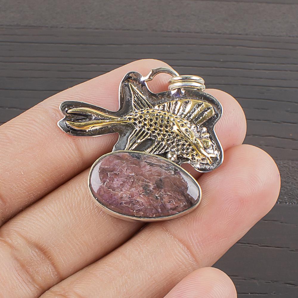 

Natural Tourmalated Quartz Gemstone 925 Sterling Silver Jewelry Pendant 1.24 AJP-2223
