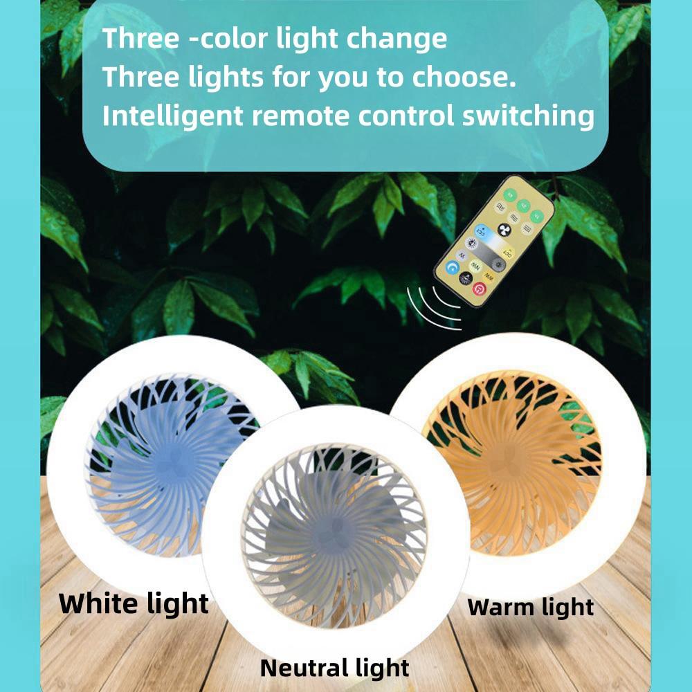 3-Colors Led Electric Ceiling Fan Lamp with Remote Control E27 Base Converter 3-Speeds AC 85-265V Ceiling Fan with Light Bedroom