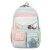 Plaid Backpack Junior High School Student Lightweight Schoolbag Color Block Large Capacity Backpack