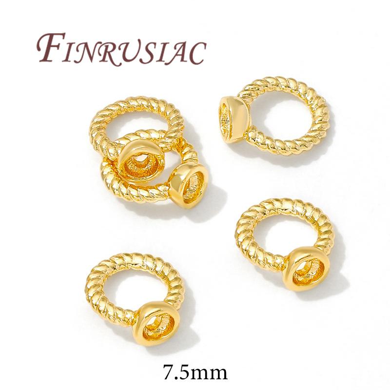 7.5mm End Connecting Ring 18K Gold Plated Round Closed Connector with 2 Hole Rings,Jewelry Connectors 10 pcs