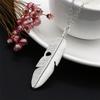 Necklace Delicate Feather Design Alloy Long Jewelry Pendant Necklaces for Daily Life