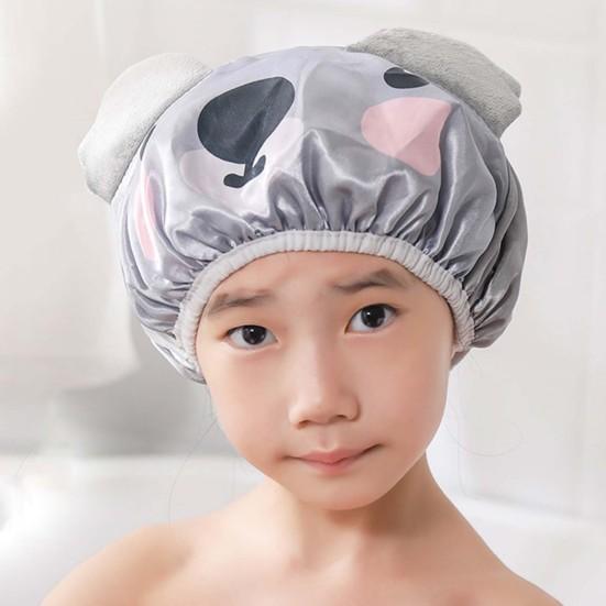 3D Animal Design Kids Shower Cap Polyester All Match Bright-colored Bath Cap for Dorm