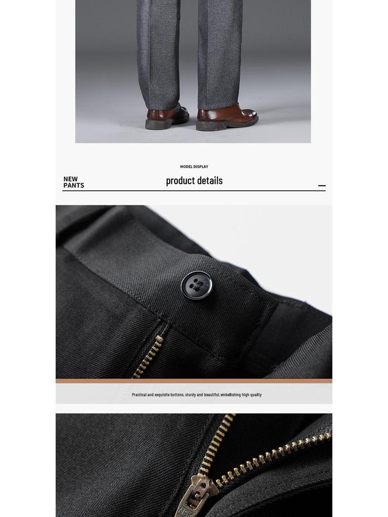 Men’s Business Casual High-Waist Straight-Leg Pants – Stretchy, Soft, Skin-Friendly, Loose Fit Dress Pants for Autumn