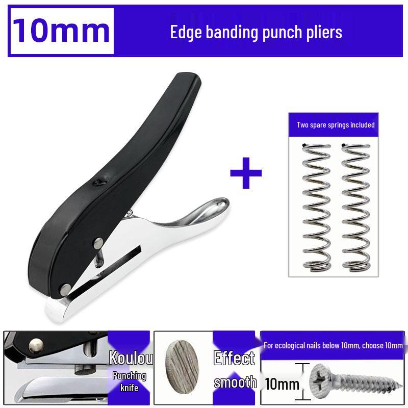 PVC Edge Banding Hole Punch Tool with 8mm Puncher & Guide Screw for Drywall Nail Concealing