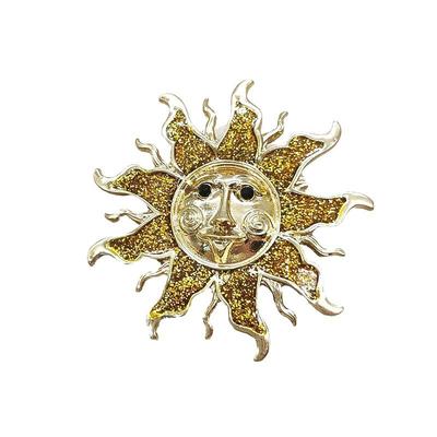 Spilla Smaltata a Forma di Sole - Piccola, di Lusso, Elegante, Spilla di Alta Qualità, Spilla Retrò
