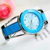 Women Fashion Opening End Quartz Analog Round Case Bracelet Bangle Wrist Watch