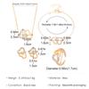 5PCS/Set Double Heart Shaped Jewelry Sets Of Ring Earrings Necklace For Women Rhinestone Wedding Jewelry