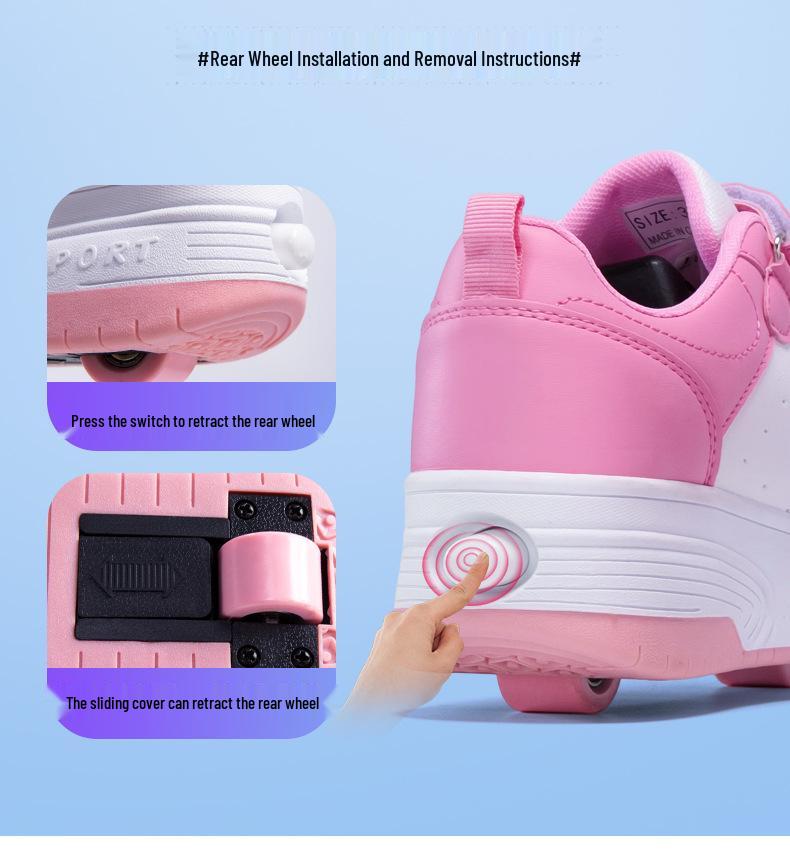 2025 Rollschuhe für Jungen & Mädchen, Doppelschuhe, Trendige Knopf-Rollen Freizeitsport-Schuhe