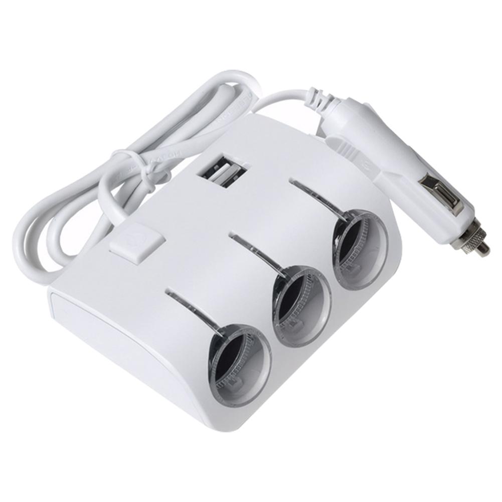 

3 в 1 автомобильный прикуриватель-разветвитель 12-24 В 2 USB автомобильное зарядное устройство-разветвитель-удлинитель светодиодный синий световой индикатор автомобильные аксессуары белый