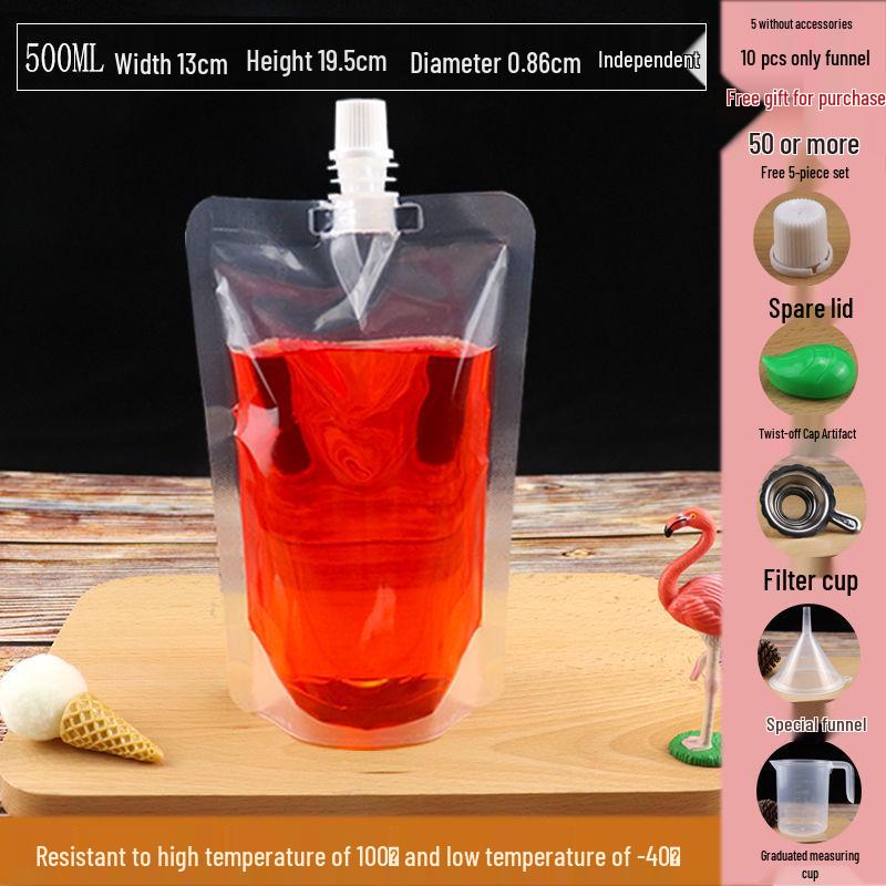 Disposable Transparent Spout Bag for Soy Milk, Chinese Medicine, Soup, or Beverages - Self-Standing and Convenient for Takeaway