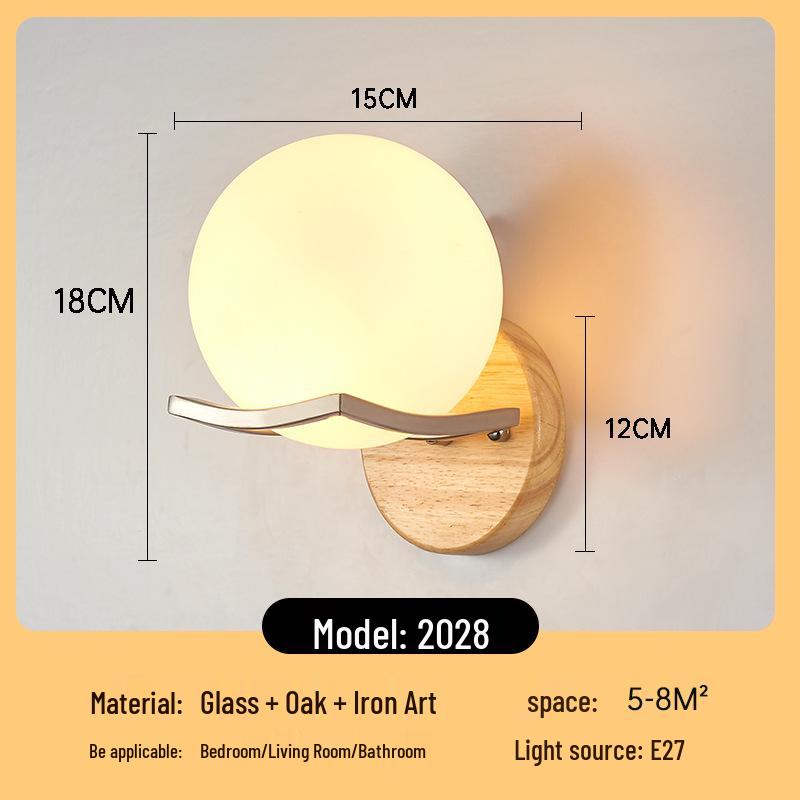 Nordic Solid Wood Wall Lamp - Modern Bedroom, Living Room, Hallway, Staircase, Balcony, Corridor Light Fixture.