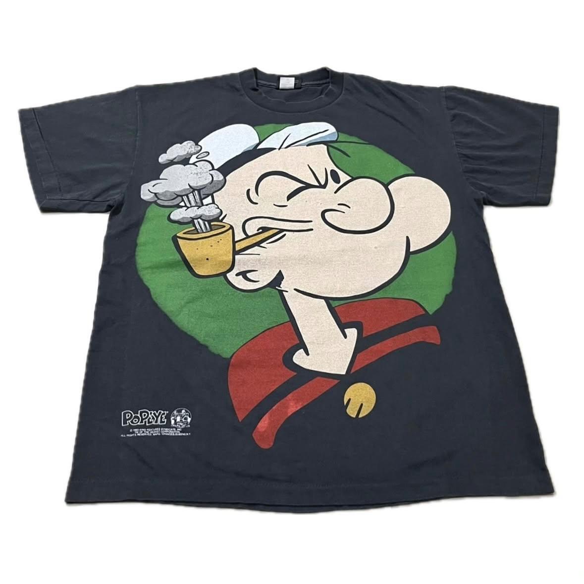 VTG 1993 Popeye I YAM WHAT I YAM 90s Cartoon Single Stitch T-Shirt Mens Womens Tees Top REPRINT L