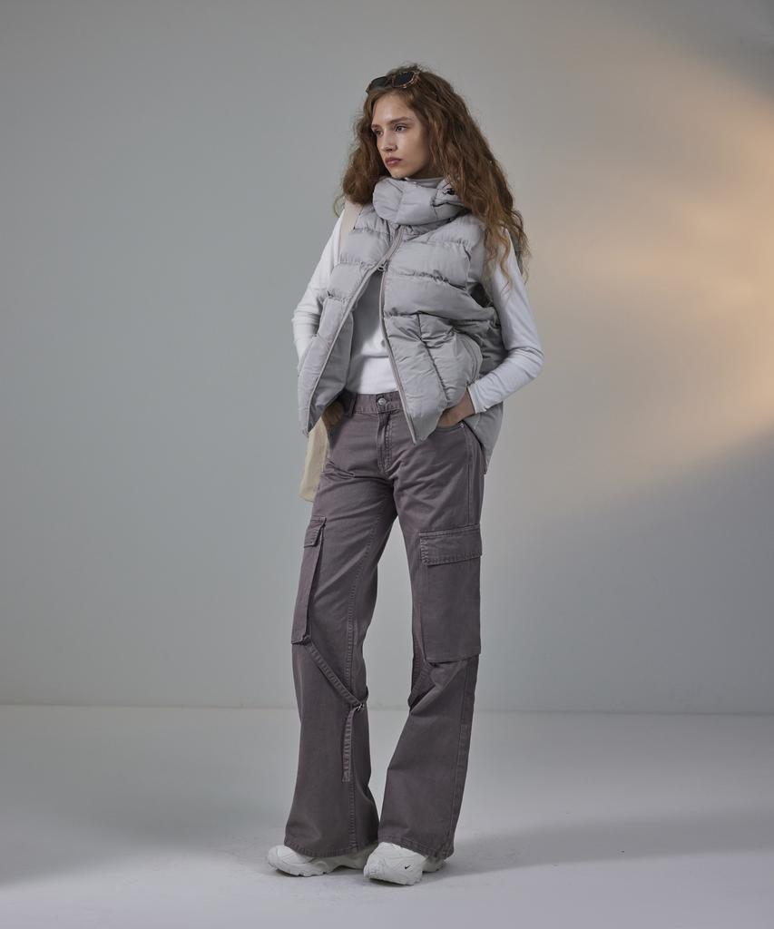 Standarderror 87-Stan022 Essential 2-Way Detachable Hooded Padded Vest Khaki Grey