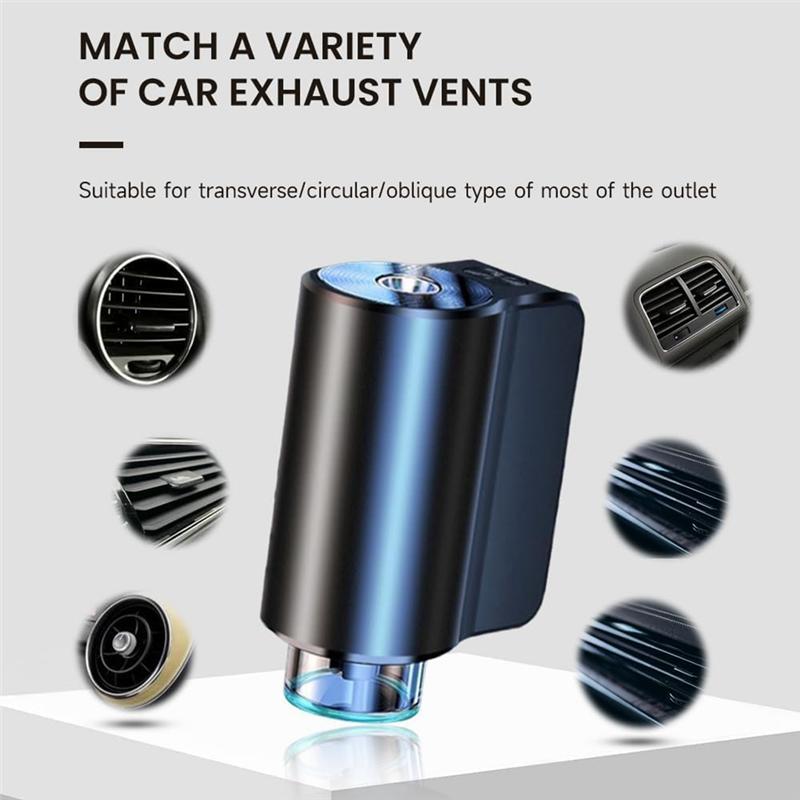 WF-Smart Car Air Freshener Portable Smart Car Air Freshener, Black Plastic With 1Pcs Empty Bottle (No Essential Oil) Grayblack