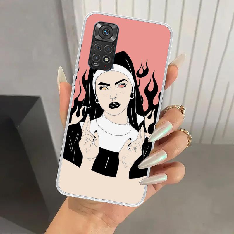 

Pink Cat Skull Sorceress Witch Phone Case for Xiaomi Redmi Note 15 14 14S 13 12S 12 Pro 11S 11 Plus 11T 11E 10S Soft Funda Print Note 14 Pro Plus