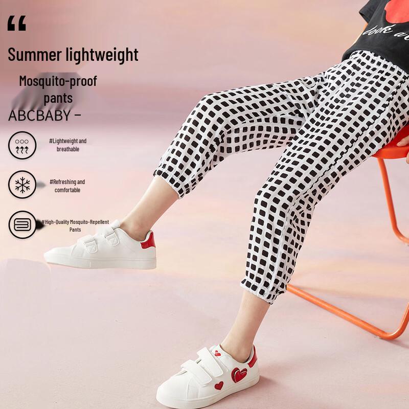 ABC KIDS Girls Summer Plaid Mosquito-Proof Pants 110