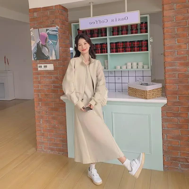 "Women's Plus Size Autumn Slimming Vest Skirt Two-Piece Suit - Belly-Covering and Age-Reducing (Sizes 2-300 Lbs)"